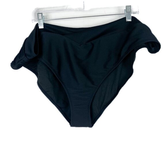 NWT J. Crew Ribbed Cross-Front Cheeky Bikini Bottom Black Plus Size 3X NEW - Picture 1 of 10